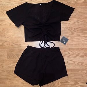 WAFFLE Crop Top and Shorts SET